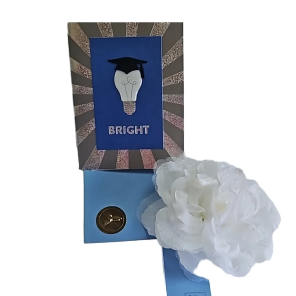Hand Crafted Prom Corsage Flower magnetic closure handmade with Graduation Card